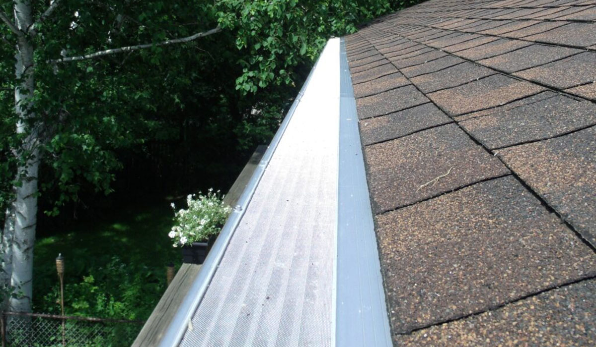 gutter guards installed on the roof's gutter