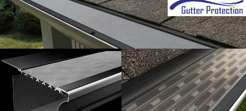 roof gutters with gutter guards installed