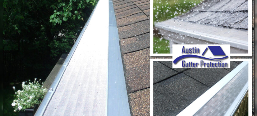 roof gutters with gutter guards installed