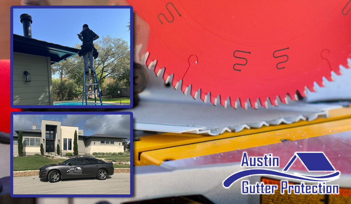 Staff at a roofing company repair a home's gutter. Find the best gutter repair in Austin.