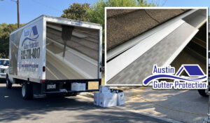 A white truck from a gutter company for the best gutter protection services.