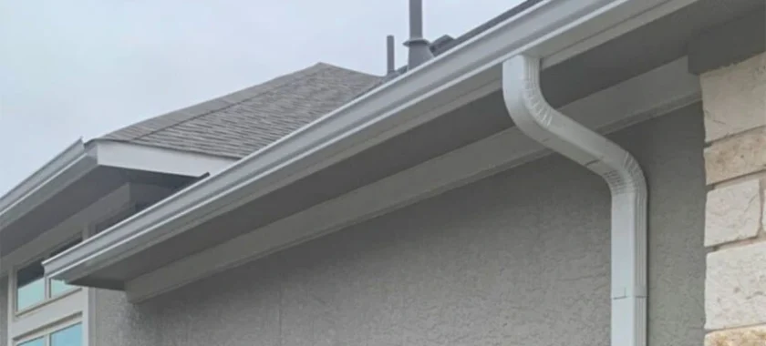 Seamless gutter and downspout.